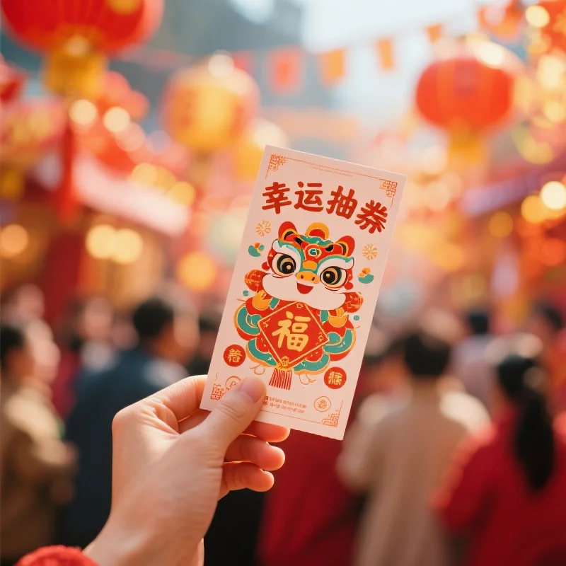 新春幸运抽奖券,寓意吉祥如意